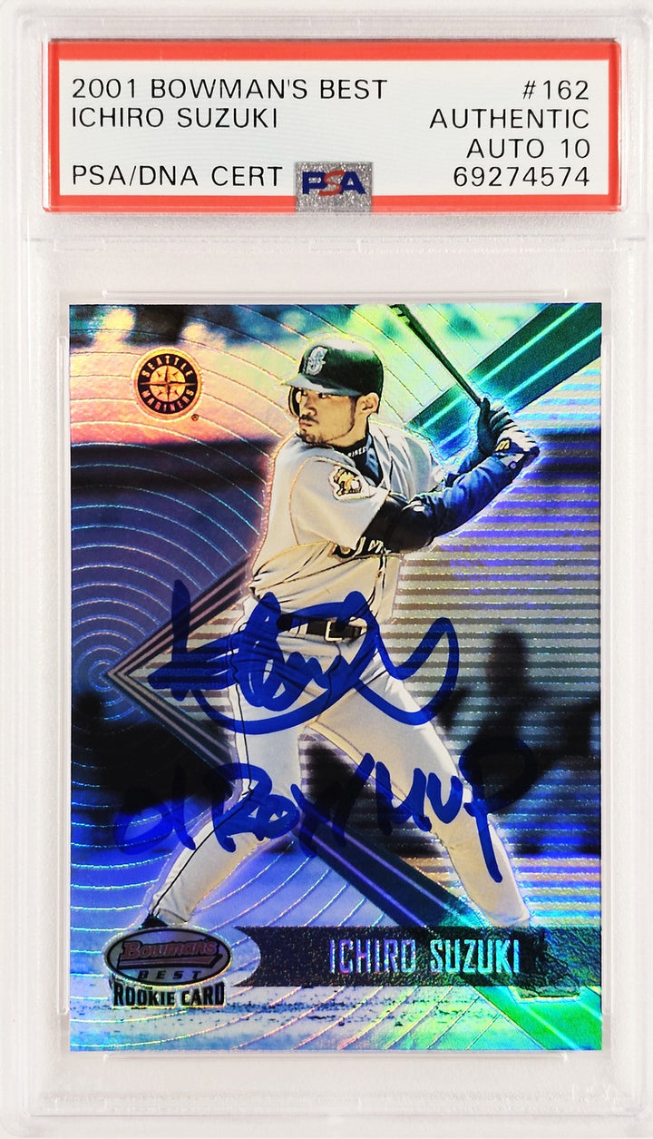 Ichiro Suzuki Signed 2001 Bowman's Best RC 162 01 ROY/MVP #2671/2999 PSA/DNA