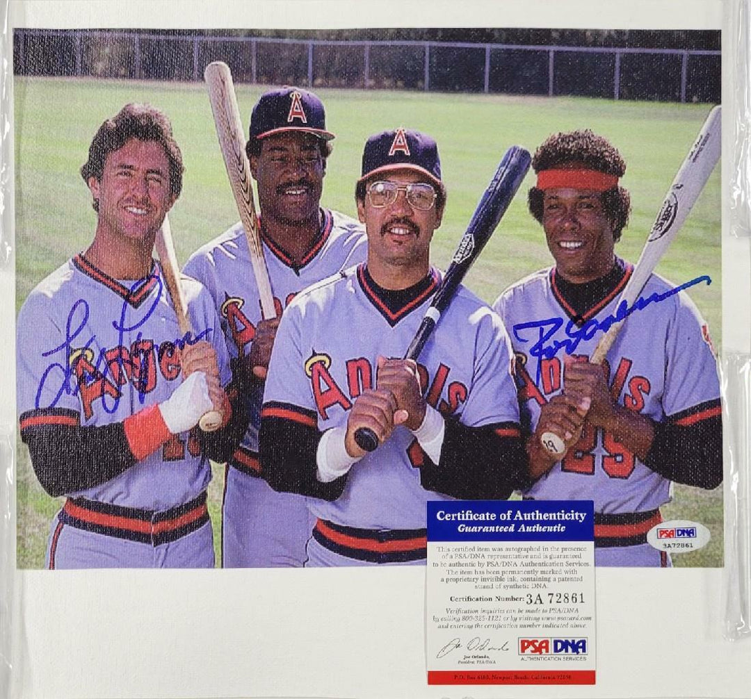 Rod Carew & Fred Lynn signed California Angels 9x11 Canvas Photo ~ PSA/DNA COA