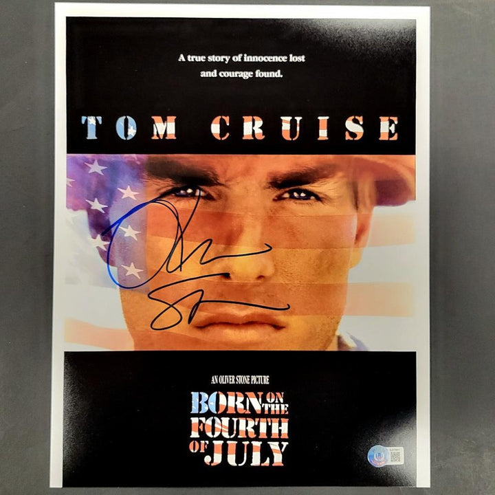 Oliver Stone signed Born on the Fourth 11x14 photo poster autograph Beckett BAS