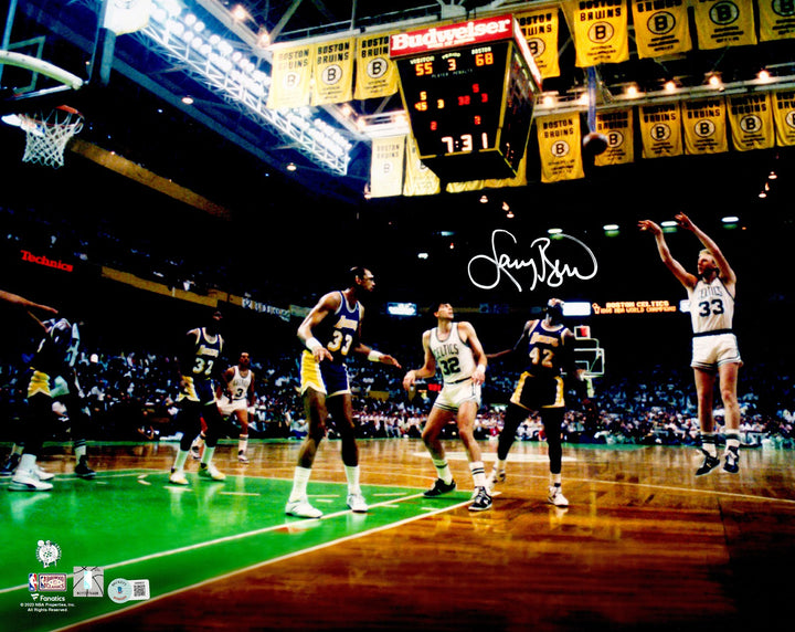 Larry Bird Signed Framed 16x20 Photo Boston Celtics Beckett BAS Witness