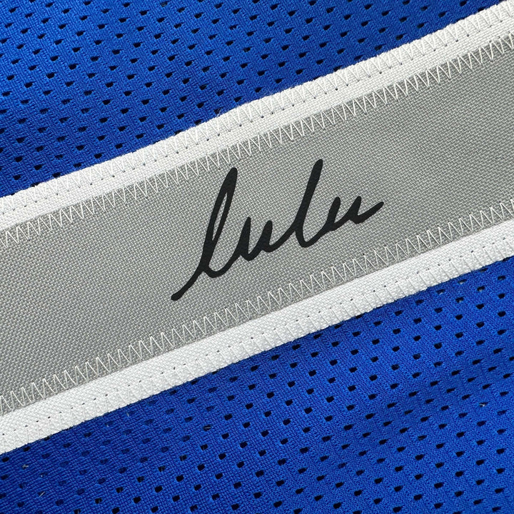 Facsimile Autographed Luka Doncic Dallas Blue Reprint Laser Auto Jersey Men's XL