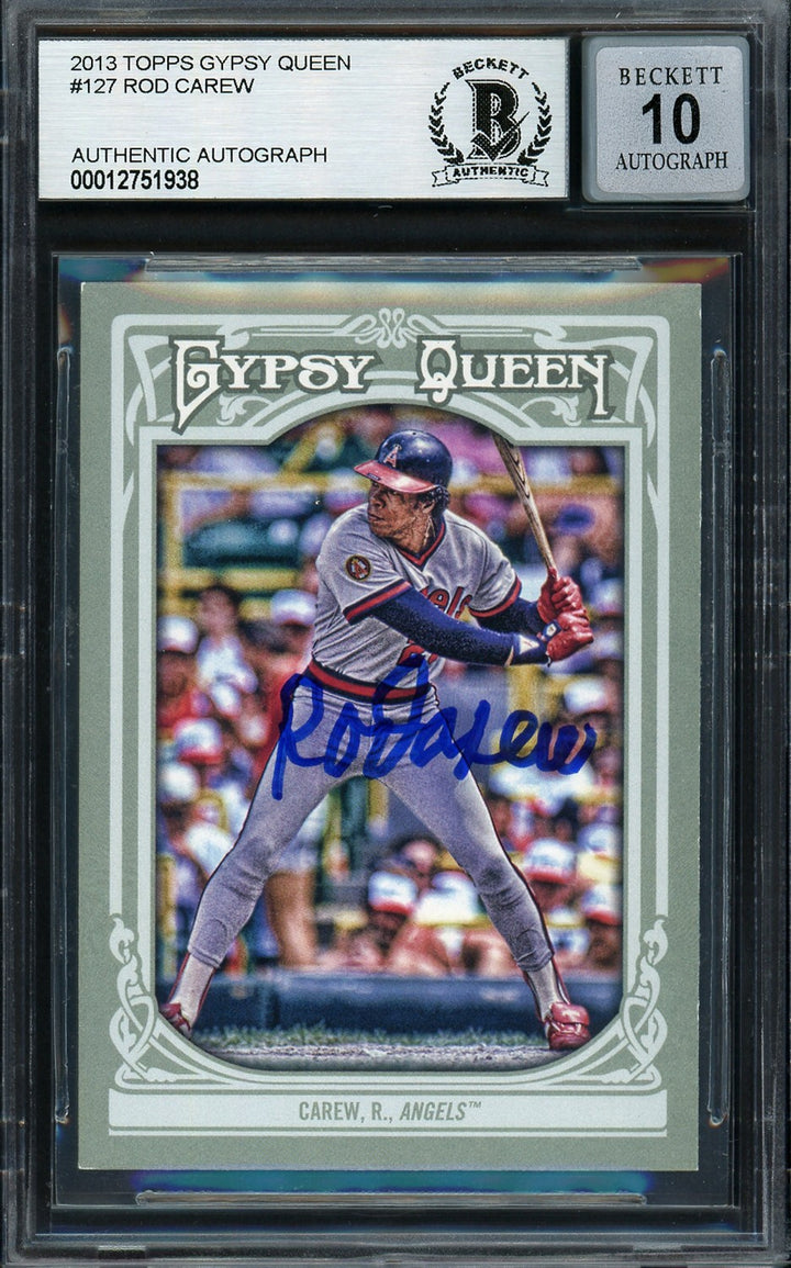 Rod Carew Auto 2013 Topps Gypsy Queen Card 127 California Angels Auto 10 Beckett