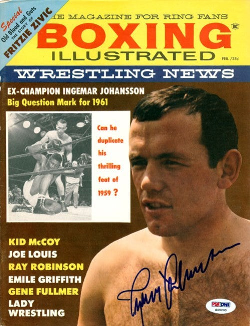 Ingemar Johansson Autographed Signed Boxing Illustrated Magazine Cover PSA/DNA
