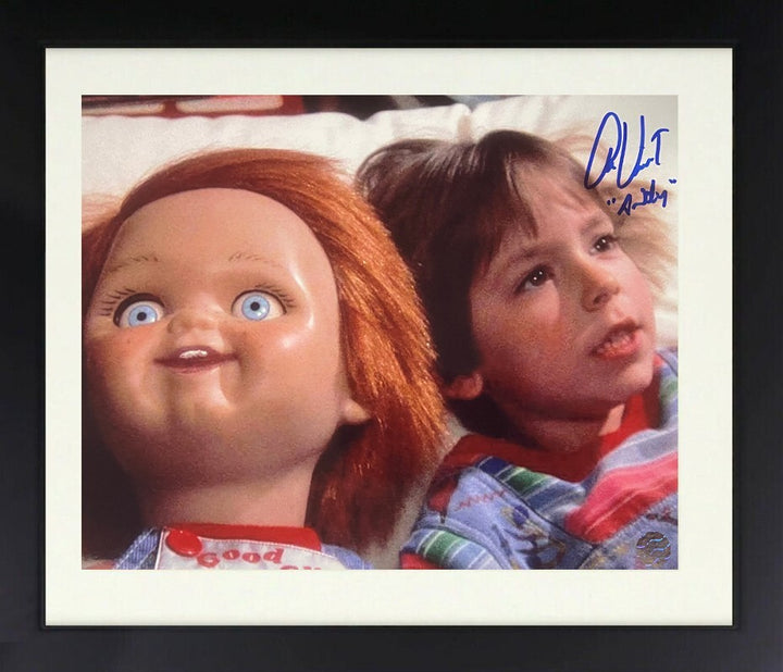 Alex Vincent signed Child's Play 8x10 Photo Andy w/ Chucky Framed- AWM Holo/COA