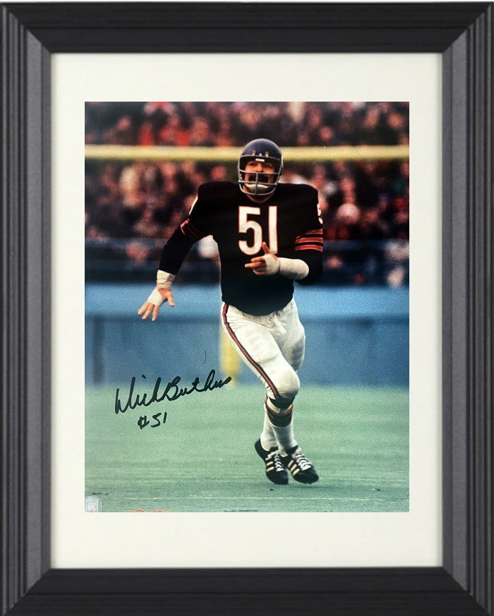Dick Butkus signed Chicago Bears NFL 8x10 Photo #51 Dings Framed- Tuff Stuff COA