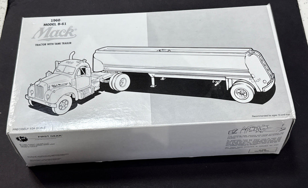 1/34 First Gear 1960 Mack Model B-61 Tractor W/ Tank Trailer NEW In Box Tootsie