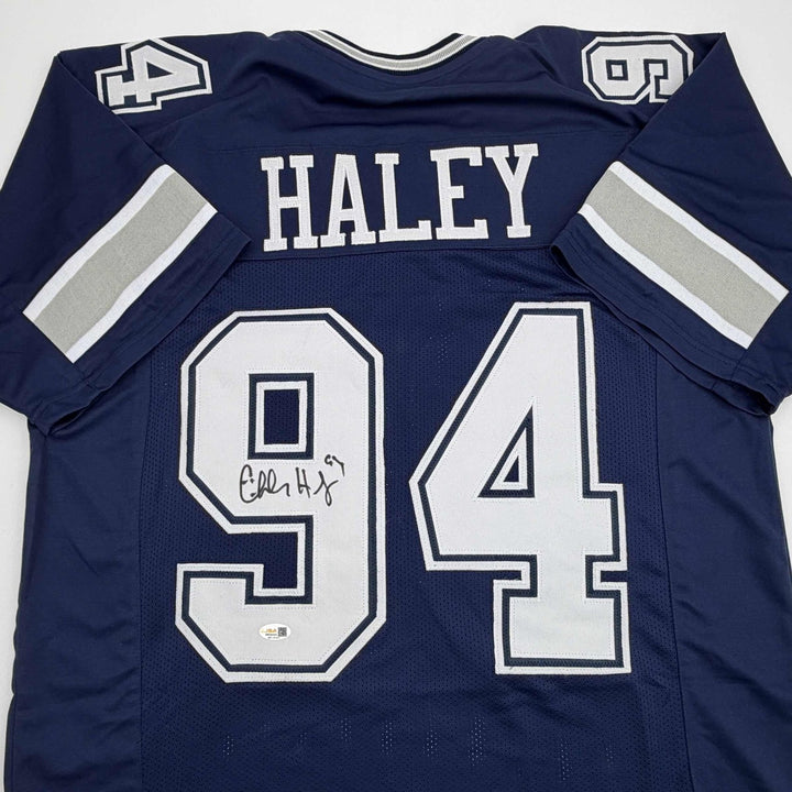 Autographed/Signed Charles Haley Dallas Blue Football Jersey JSA COA