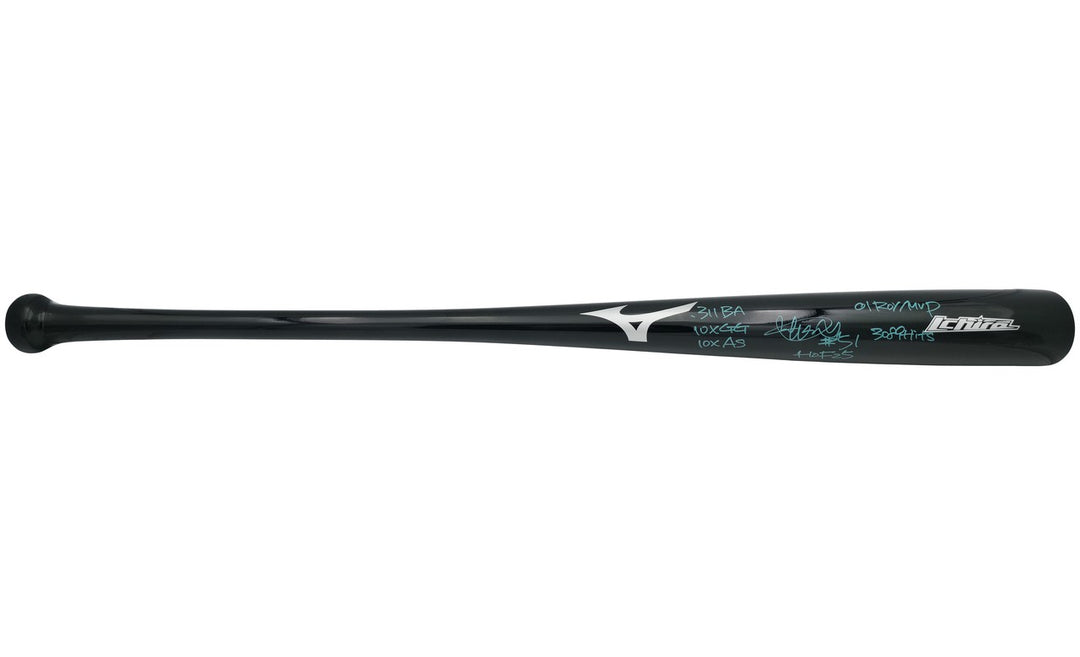 Ichiro Suzuki Auto Black Mizuno Player Model Bat Mariners 7 Stat Beckett Witness
