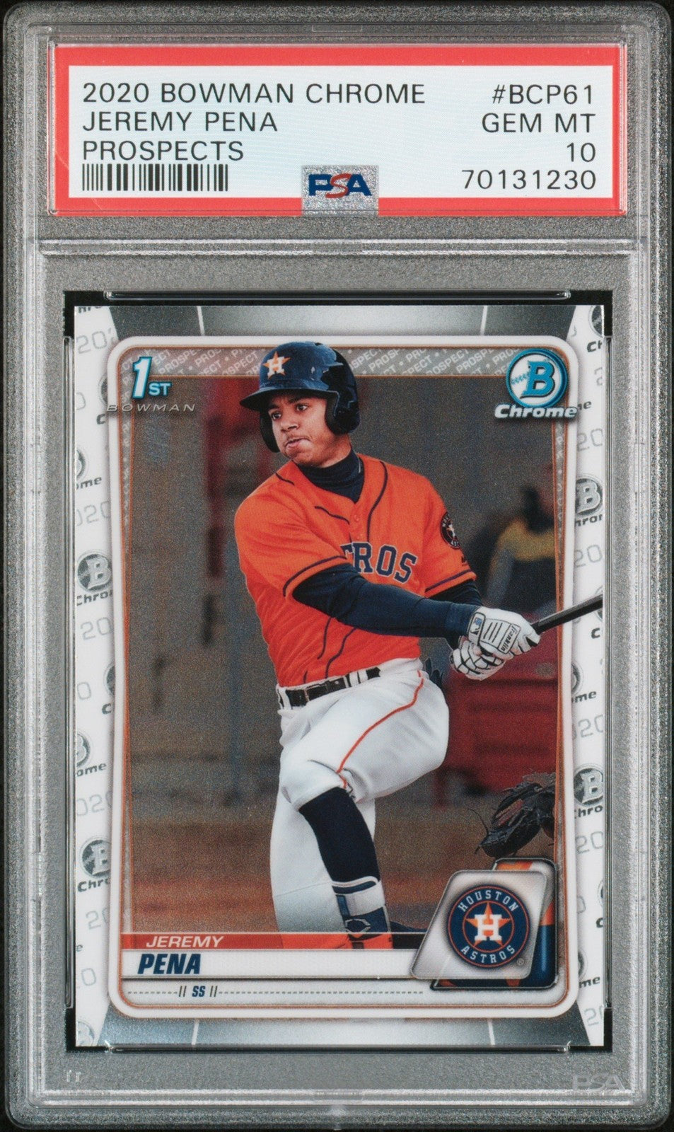 Graded 2020 Bowman Chrome Jeremy Pena #BCP61 Prospects RC Card PSA 10