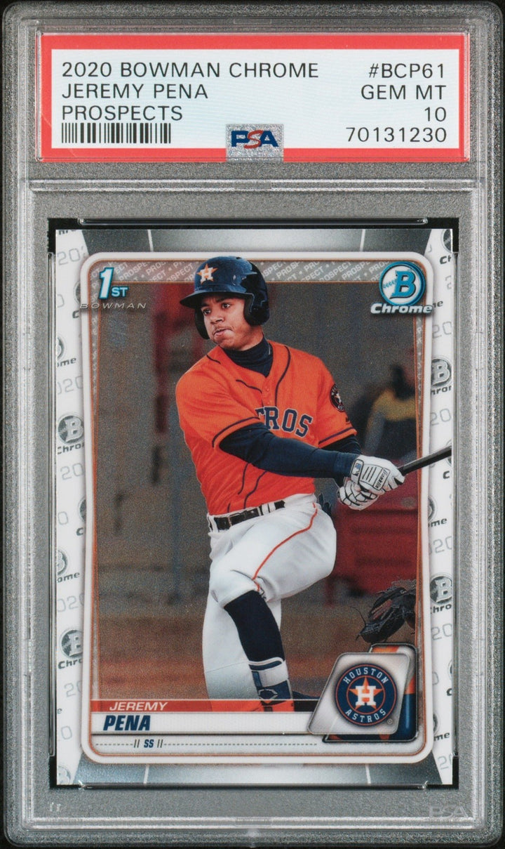 Graded 2020 Bowman Chrome Jeremy Pena #BCP61 Prospects RC Card PSA 10