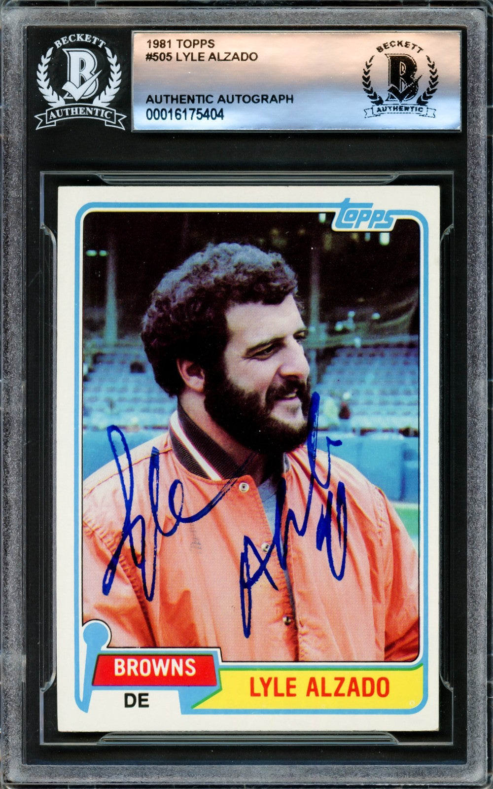 Lyle Alzado Signed 1981 Topps Card #505 Cleveland Browns Beckett BAS #16175404