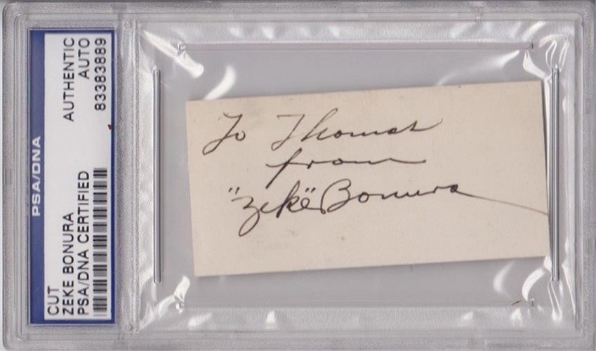 ZEKE BONURA Cut Autograph Signed Index Card Auto PSA/DNA Chicago White Sox~Cubs
