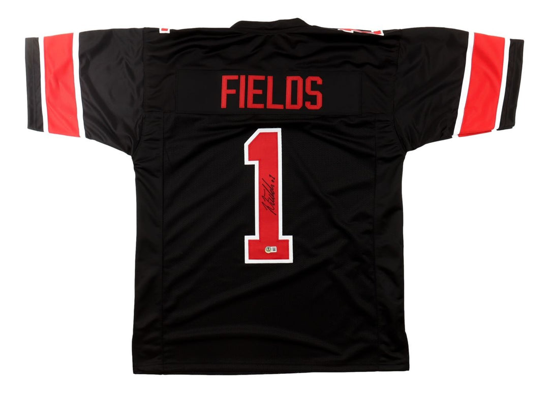 Justin Fields Ohio State Signed Black Football Jersey BAS
