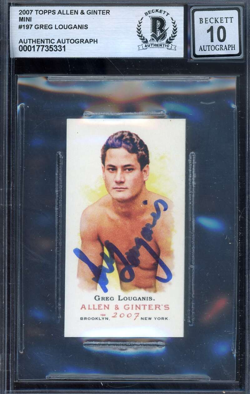 Greg Louganis Gem Mint 10 Beckett BAS Signed 2007 Topps Allen & Ginter Mini Auto