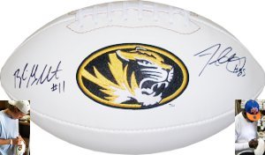 Aldon Smith & Blaine Gabbert Dual signed Missouri Tigers Logo Football COA/Photo