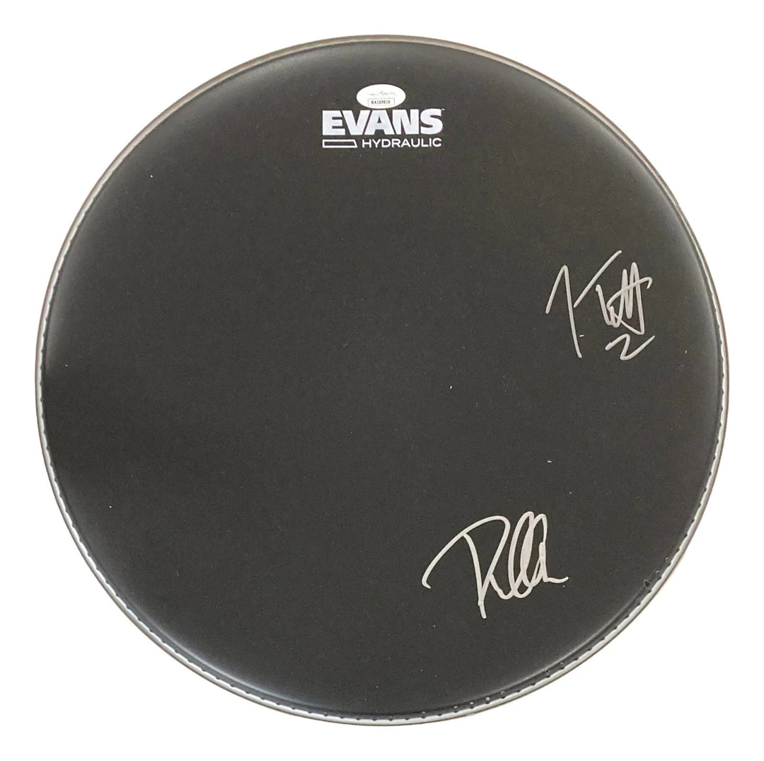 Joe Elliott Phil Collen Def Leppard Signed 15" Black Evans Drum Head JSA Holo