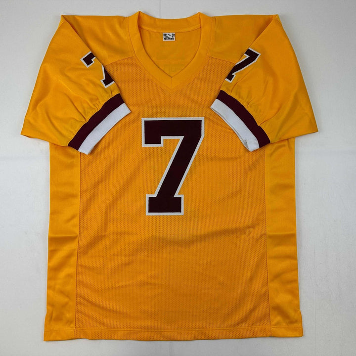 Autographed/Signed Joe Theismann MVP Washington Yellow Jersey JSA COA