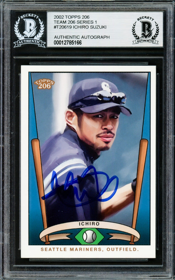 Ichiro Suzuki Signed 2002 Topps 206 Card T206-19 Seattle Mariners Beckett