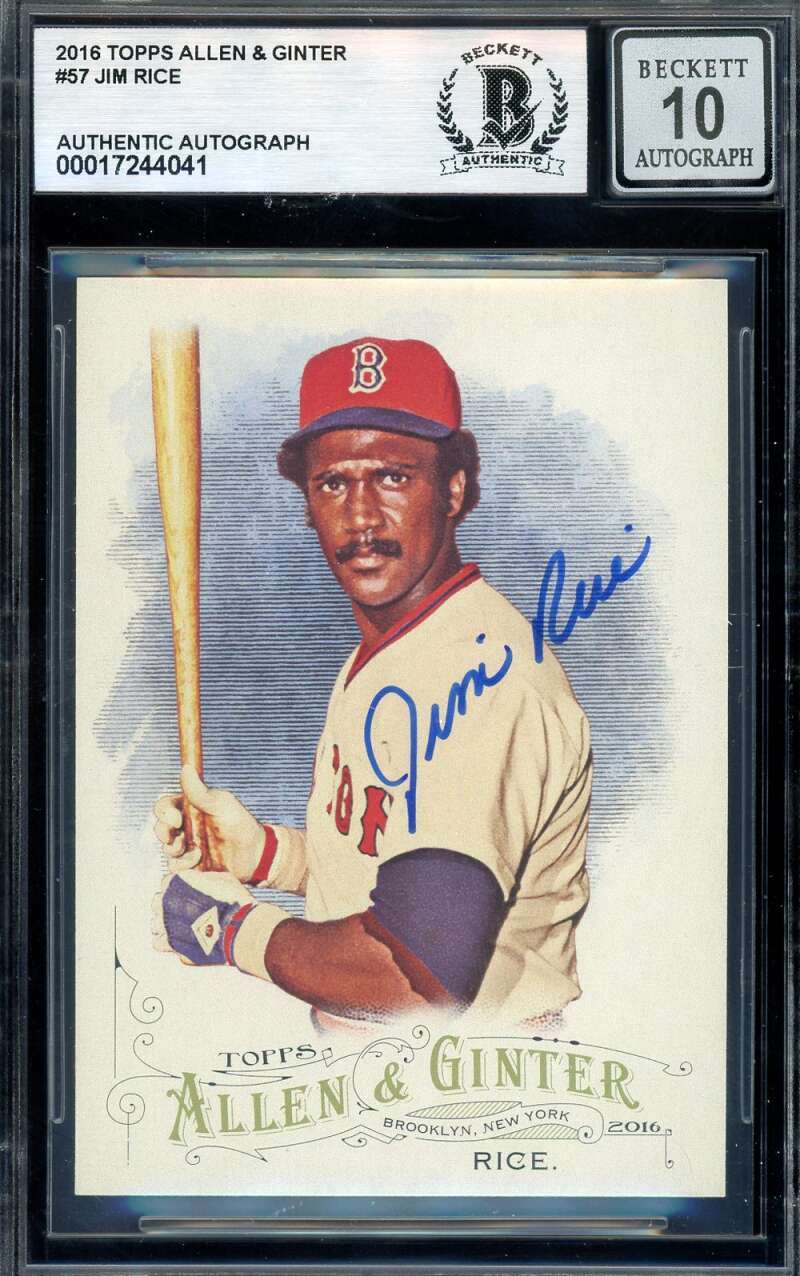 Jim Rice Gem Mint 10 Beckett BAS Signed 2016 Topps Allen & Ginter Autograph
