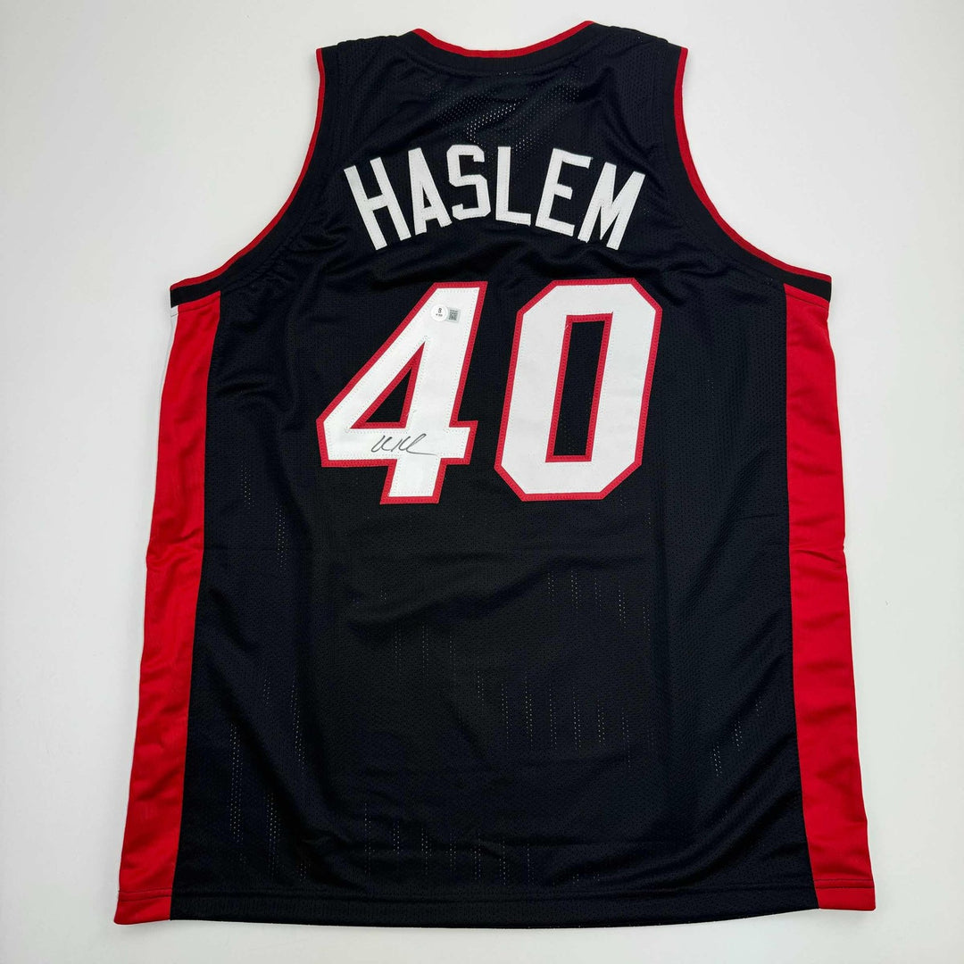 Autographed/Signed Udonis Haslem Miami Black Jersey Beckett BAS COA