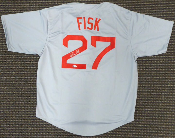 Boston Red Sox Carlton Fisk Autographed Signed Framed Gray Jersey Beckett