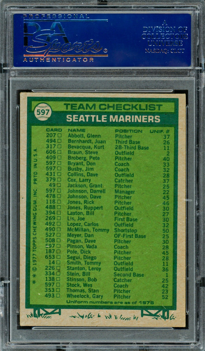 Seattle Mariner Coaches Signed 1977 Topps Card Signed By All 5 PSA/DNA 83300203
