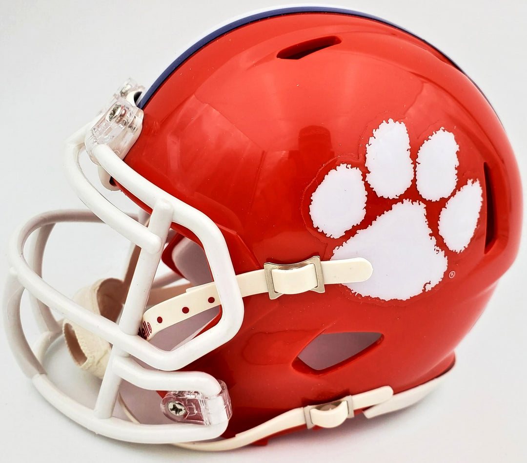 Hunter Renfrow Signed Clemson Tigers Orange Speed Mini Helmet Beckett BAS