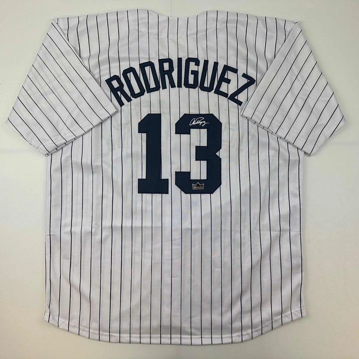 Facsimile Autographed Alex Rodriguez A-Rod New York Pinstripe Reprint Jersey XL