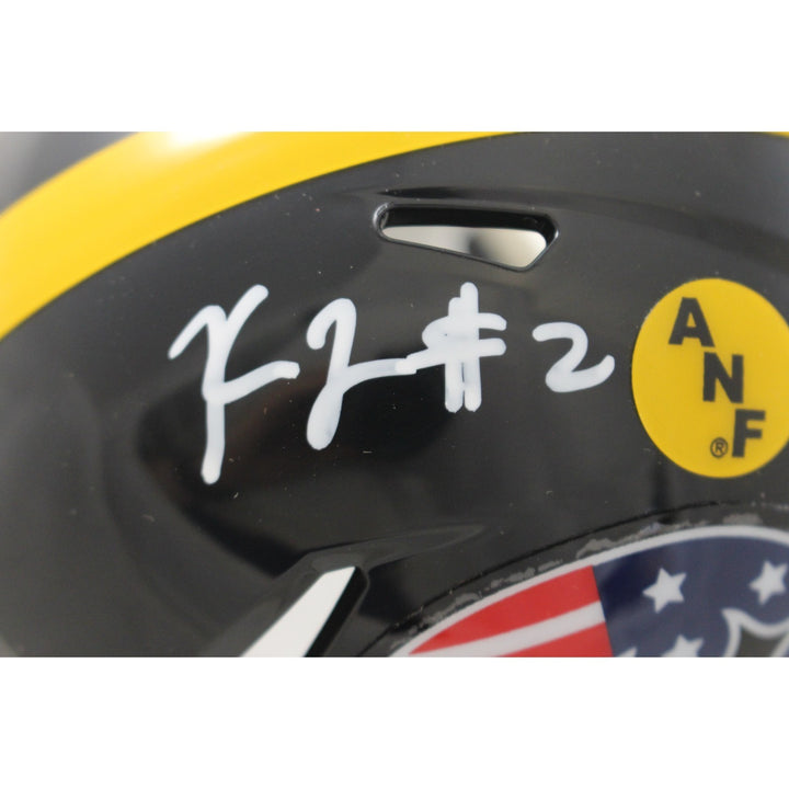 Kaleb Johnson Autographed Iowa Hawkeyes Stars&Stripes Mini Helmet Beckett 56962