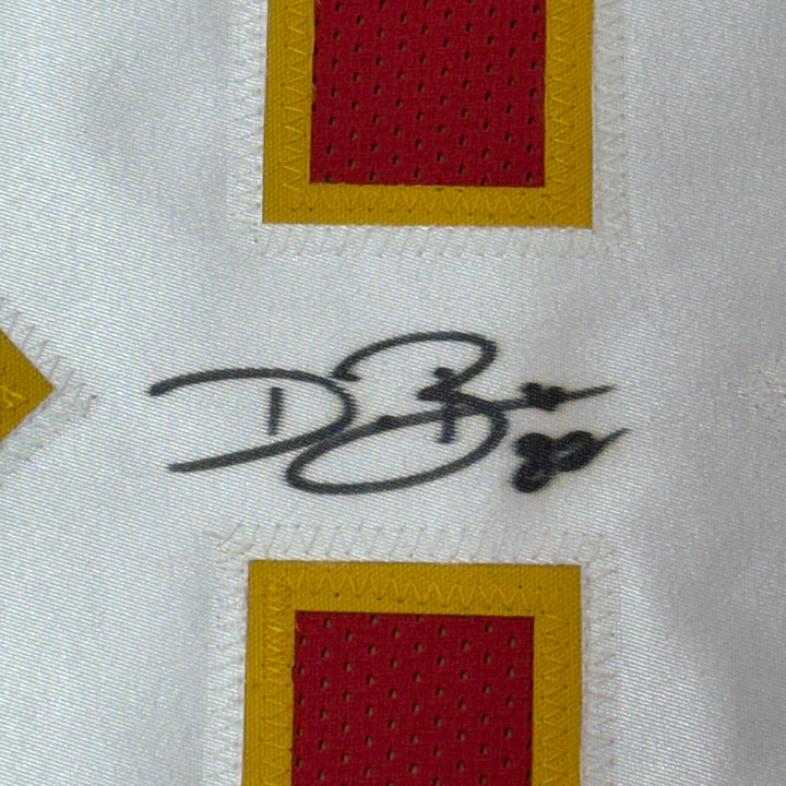 FRAMED Autographed/Signed DWAYNE BOWE 33x42 Kansas City Red Jersey JSA COA Auto
