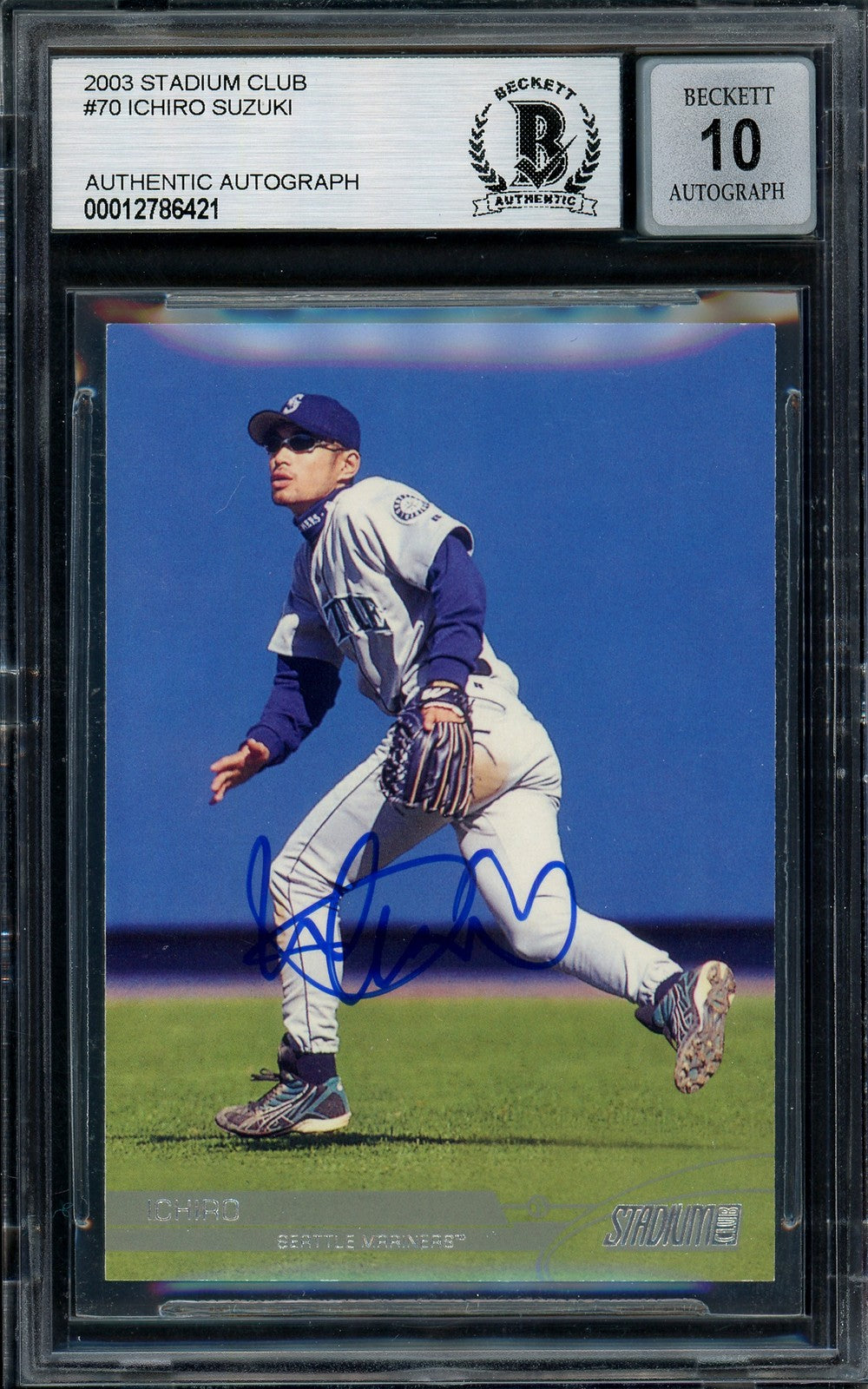 Ichiro Suzuki Signed 2003 Topps Stadium Club Card 70 Mariners Auto GM 10 Beckett