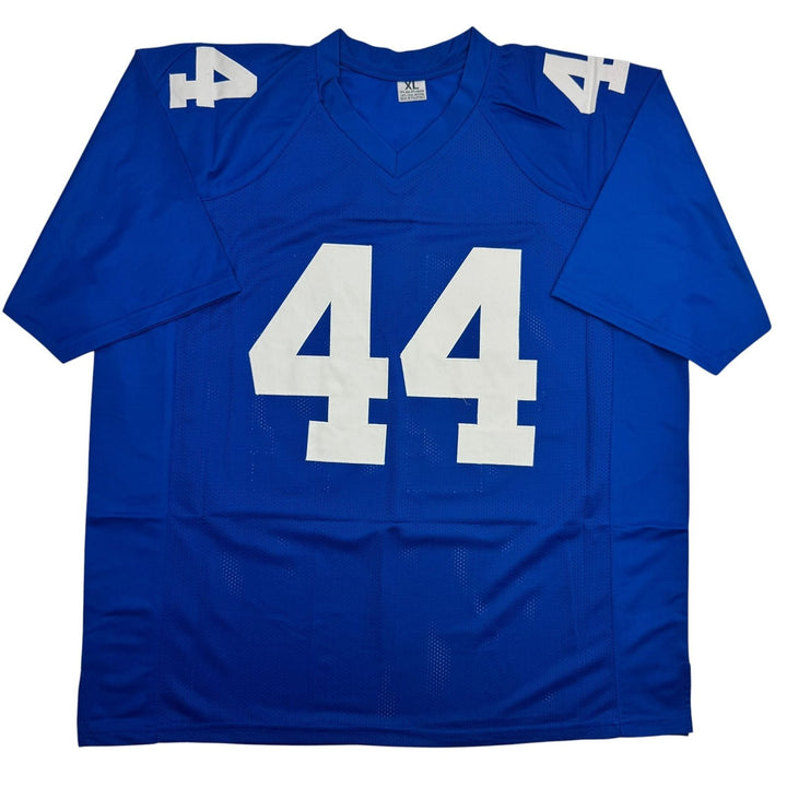 Autographed/Signed Cam Skattebo New York Blue Jersey Beckett BAS COA