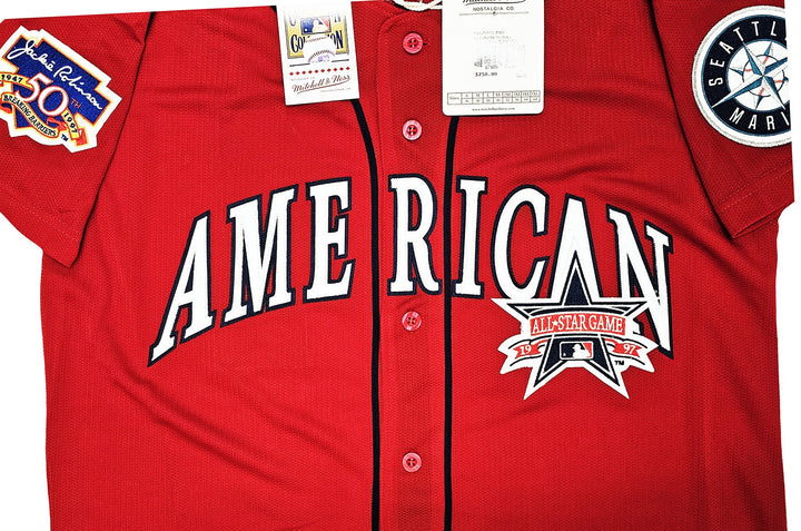 Mariners Ken Griffey Jr. Auto Red Mitchell Ness 97 AS Jersey Jackie Robinson BAS