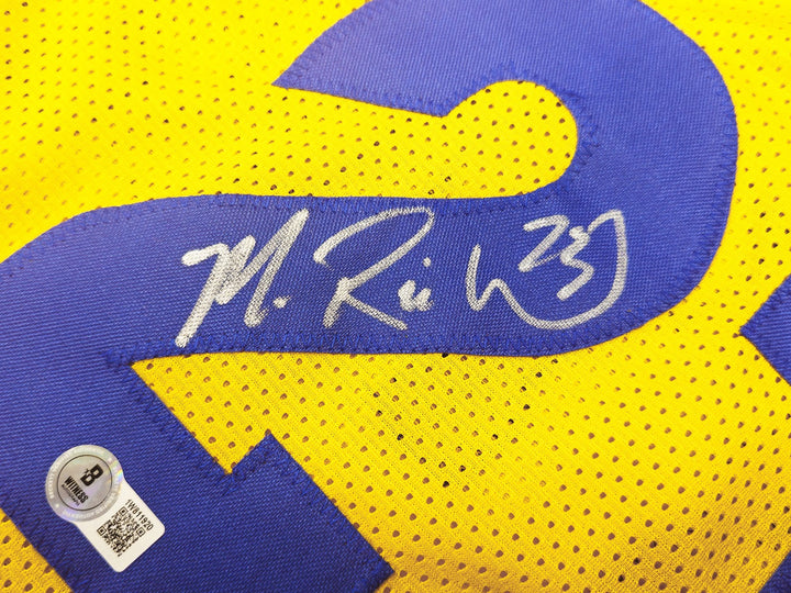 Golden State Warriors Mitch Richmond Auto Signed Yellow Jersey Beckett Witness