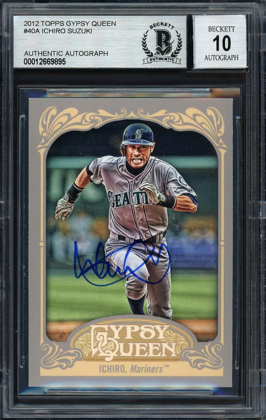 Ichiro Suzuki Signed 2012 Topps Gypsy Queen Card 40 Mariners Auto 10 Beckett