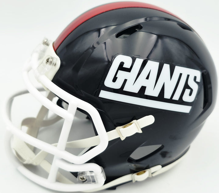 Lawrence Taylor Auto Giants Blue 1980-99 Throwback Speed Mini Helmet Beckett Wit