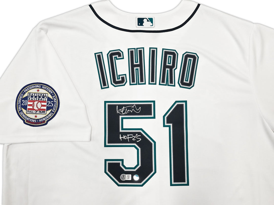 Mariners Ichiro Suzuki Auto Signed White Nike Jersey Size XL HOF 25 Beckett Wit