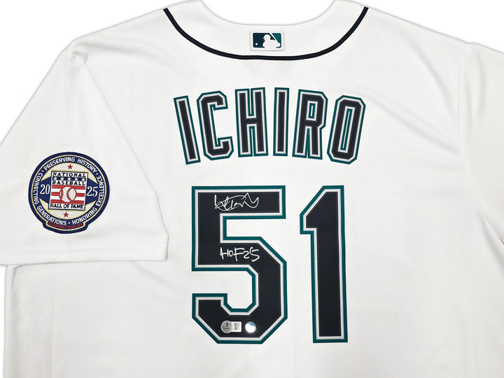 Mariners Ichiro Suzuki Auto Signed White Nike Jersey Size XL HOF 25 Beckett Wit