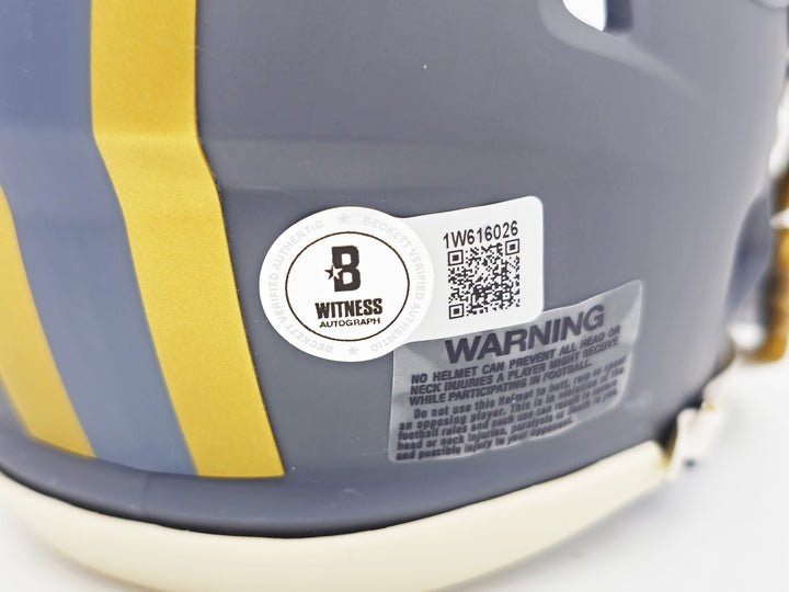 Josh Jacobs Signed Green Bay Packers Slate Gray Speed Mini Helmet Beckett Wit