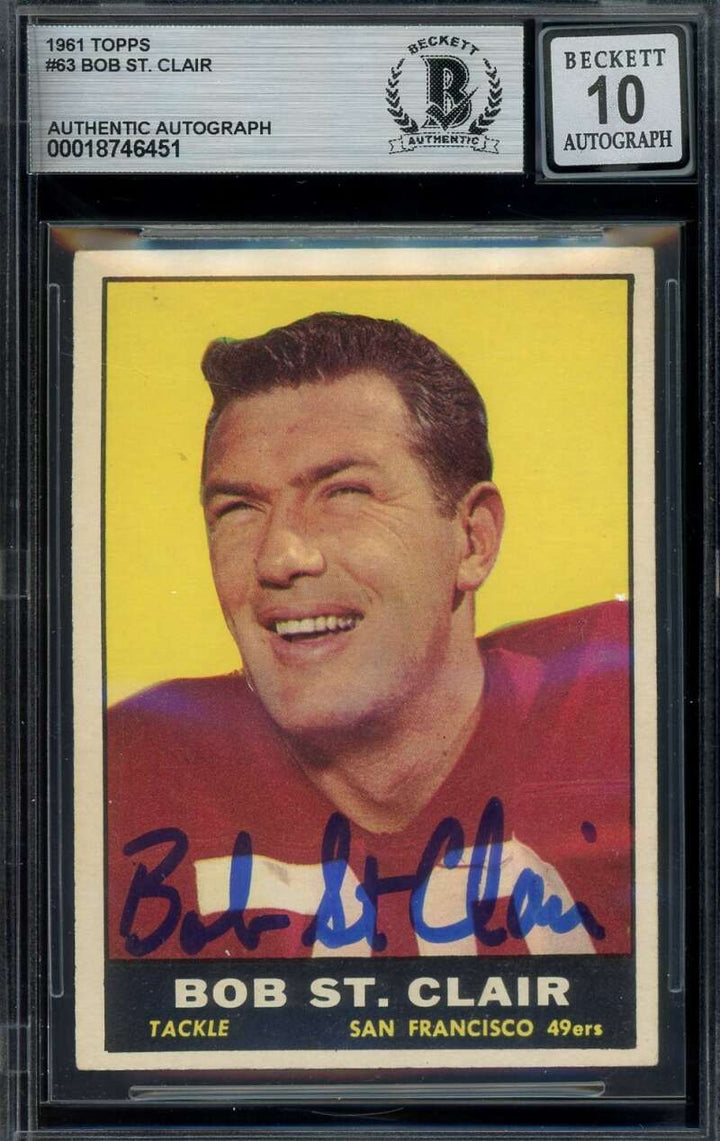 Bob St. Clair Gem Mint 10 Beckett BAS Signed 1961 Topps Autograph