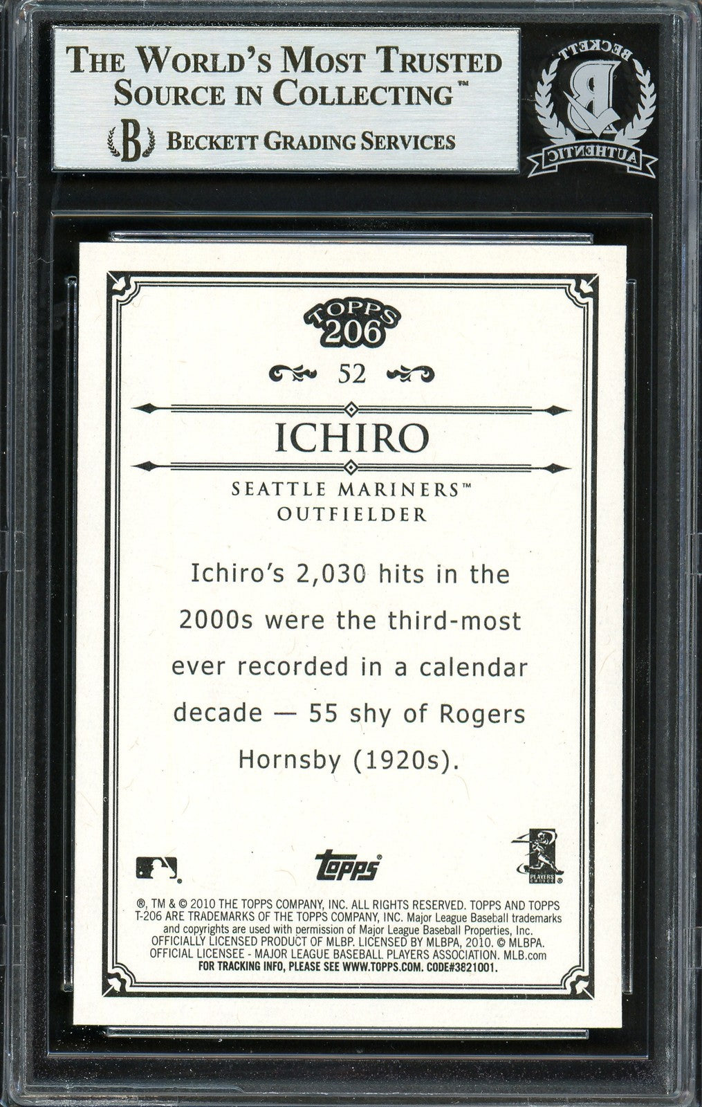 Ichiro Suzuki Signed 2010 Topps 206 Card 52 Seattle Mariners Beckett #12669114