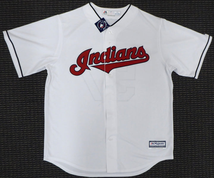 Cleveland Indians Shane Bieber Signed White Majestic Cool Base Jersey Size L