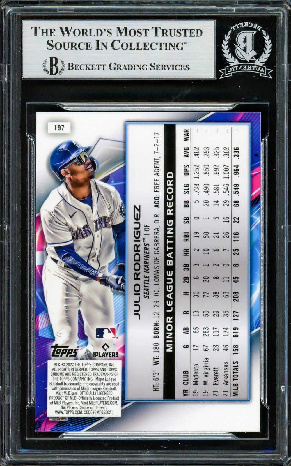 Julio Rodriguez Auto 2022 Topps Cosmic Chrome RC 197 Mariners Beckett #16707334