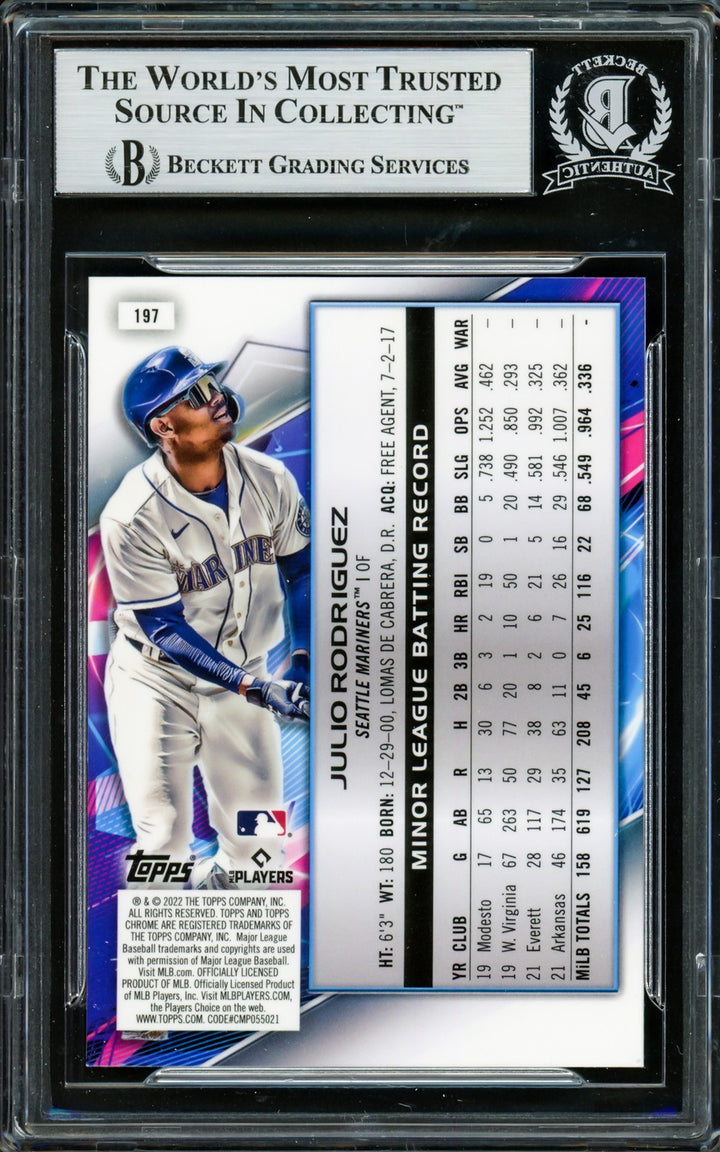 Julio Rodriguez Auto 2022 Topps Cosmic Chrome RC 197 Mariners Beckett #16707334