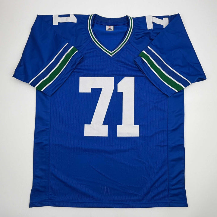 Autographed/Signed WALTER JONES HOF 14 Blue Football Jersey JSA COA Auto