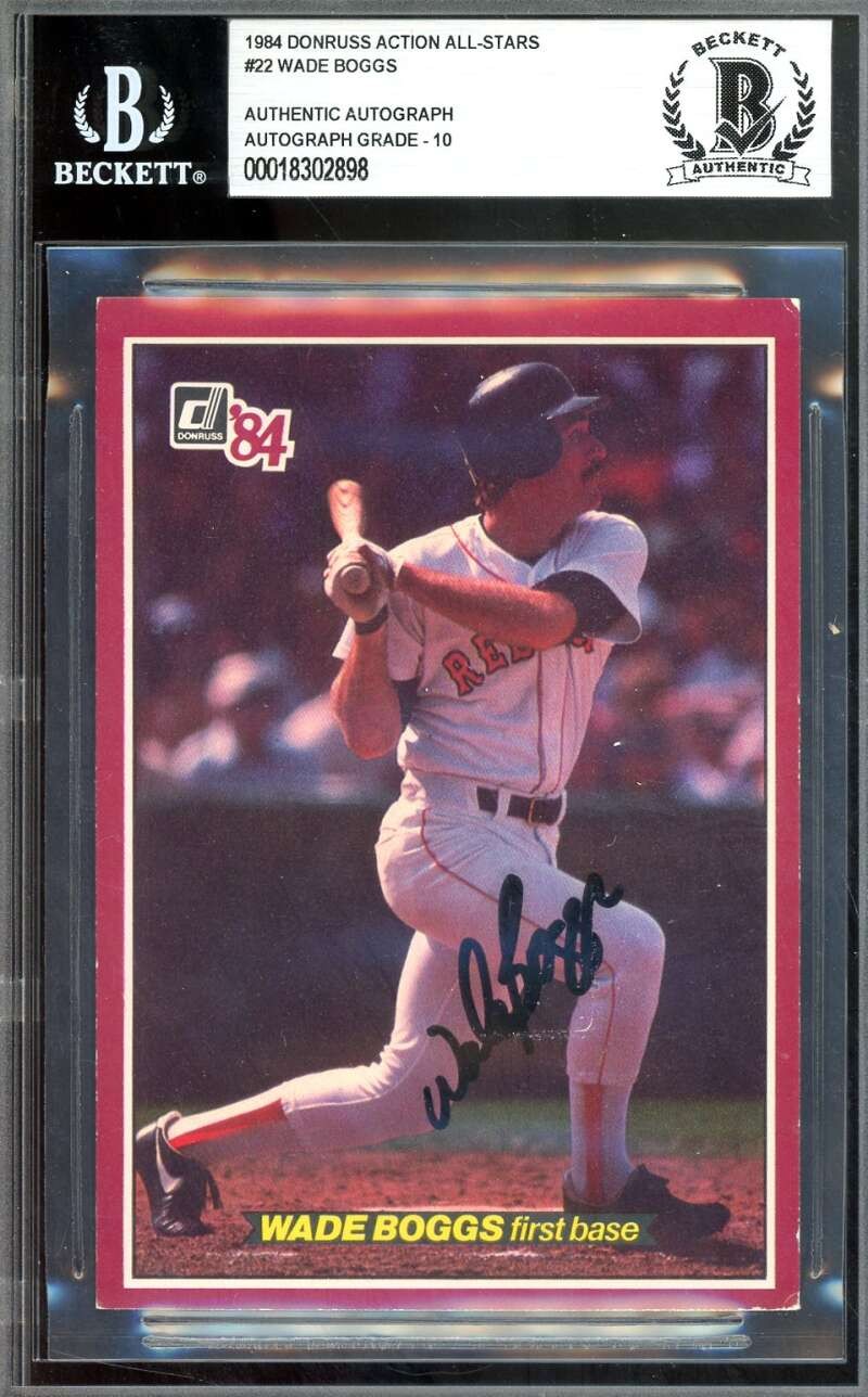Wade Boggs Gem Mint 10 Beckett BAS Signed 1984 Donruss Action All Stars Auto