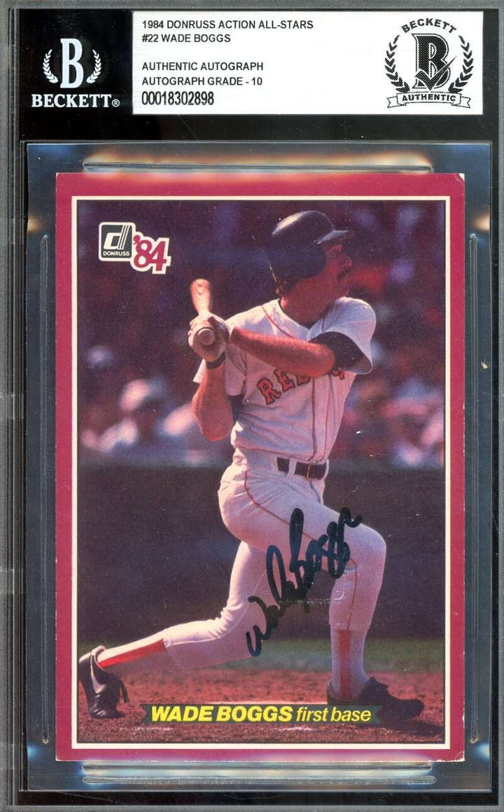 Wade Boggs Gem Mint 10 Beckett BAS Signed 1984 Donruss Action All Stars Auto