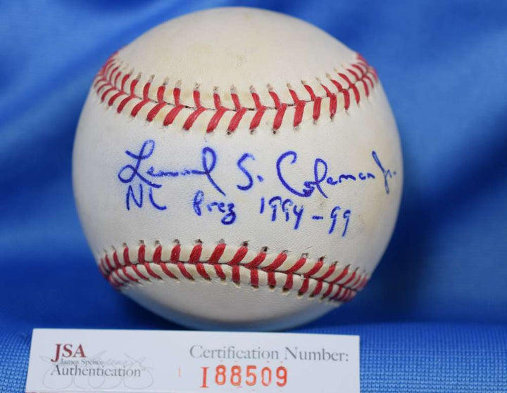 Leonard Coleman Jsa Coa Hand Signed National League Autograph Baseball