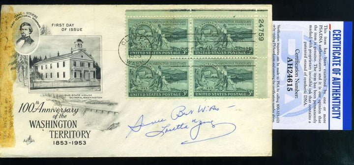 Loretta Young PSA DNA Coa Signed 1953 FDC Cache Autograph
