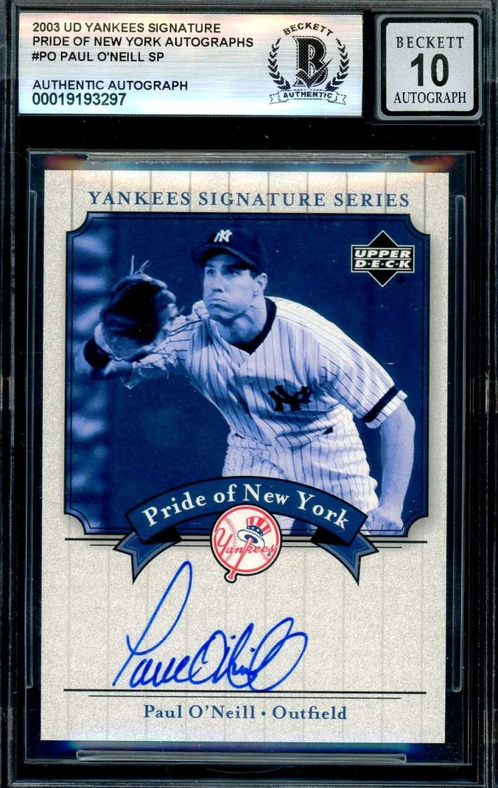Paul O'Neill Gem Mint 10 Beckett BAS Signed 2003 Upper Deck Yankees Series Auto